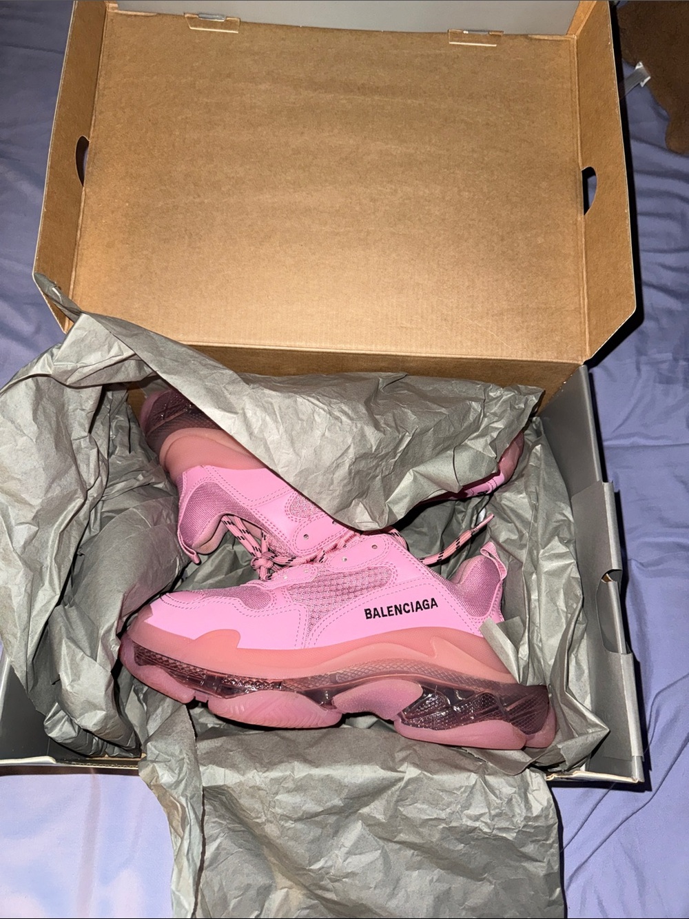 Balenciaga Pink Chunky Triple S Sneakers
